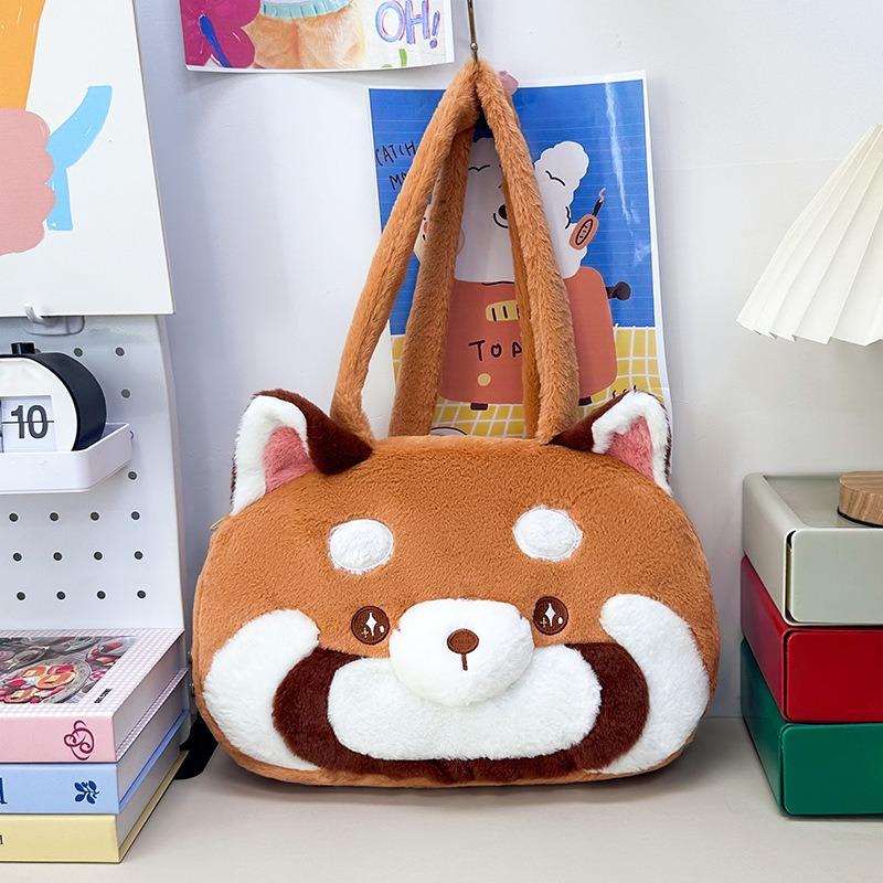 

Мультяшная милая пушистая сумка для животных плюшевая большая вместительная на плечо сумка-мессенджер маленькая сумка-енот для девочки светло-коричневого