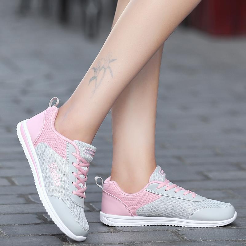 Spring and Autumn Ladies Daily Women's Shoes Casual Sports Korean Fashion Breathable Flat Bottom Running Light Travel Sneakers