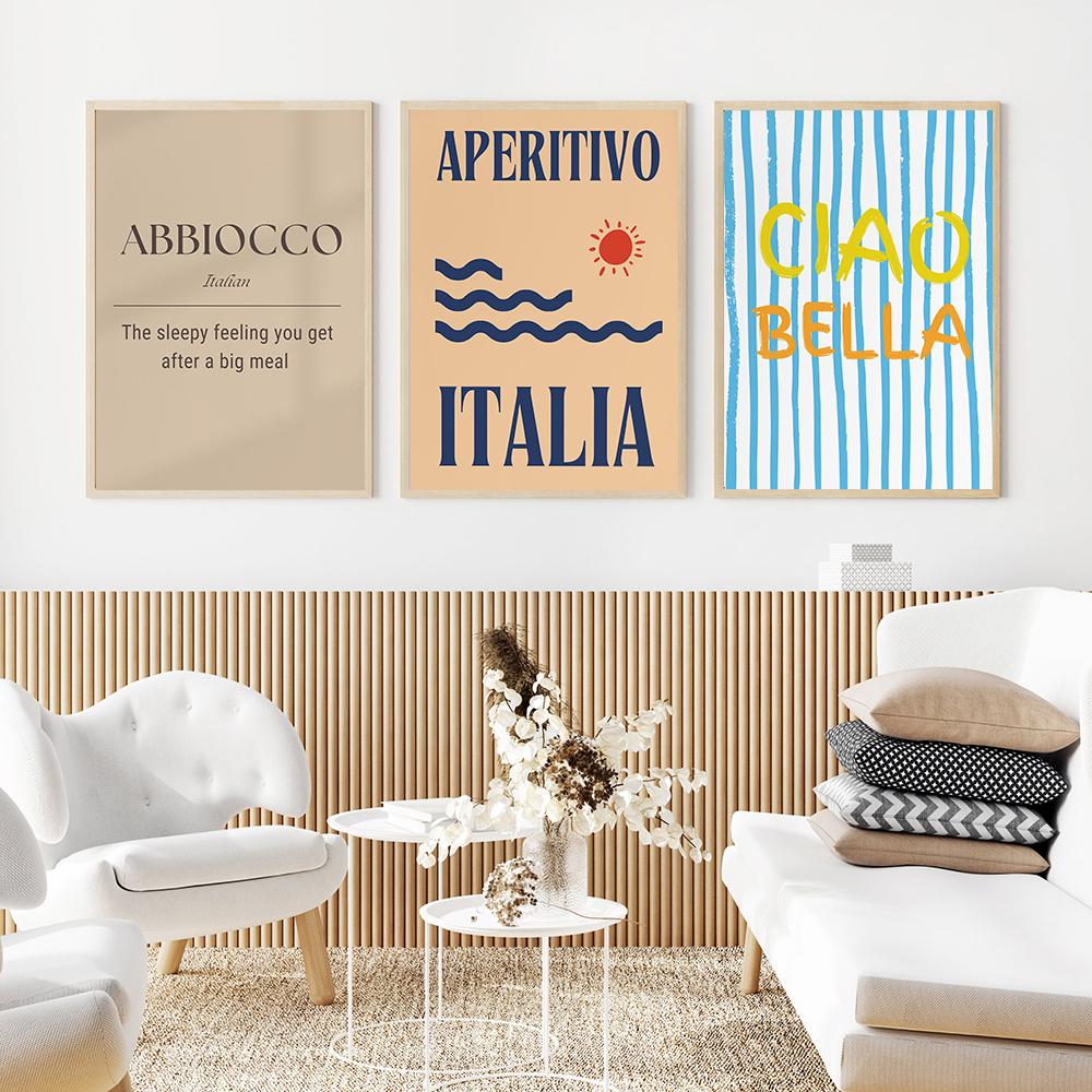 Canvas Print Painting Poster La Dolce Vita Wall Picture Lemon Nordic  Italian Aperitivo Pizza Pasta Food Quote Art Kitchen Decor