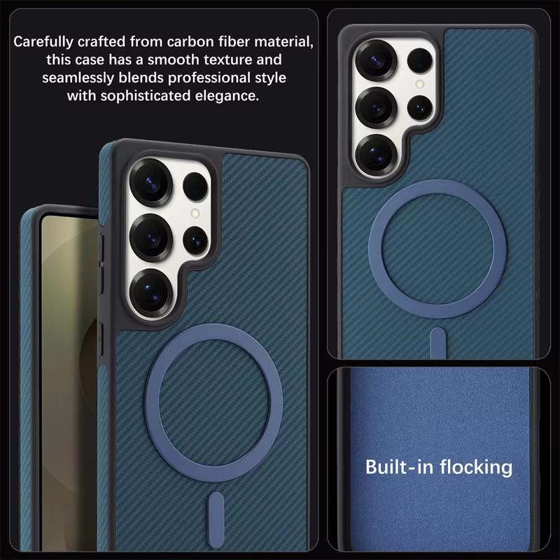 Carbon Fiber Magnetic Case For Samsung Galaxy S26 S25 S24 S23 Ultra Plus for Magsafe Wireless Charging Shockproof Frosted Cover