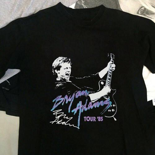 Vintage Bryan Adams In 85 Tour T-Shirt Classic Black Unisex S-234XL Unisex T-Shirt XL