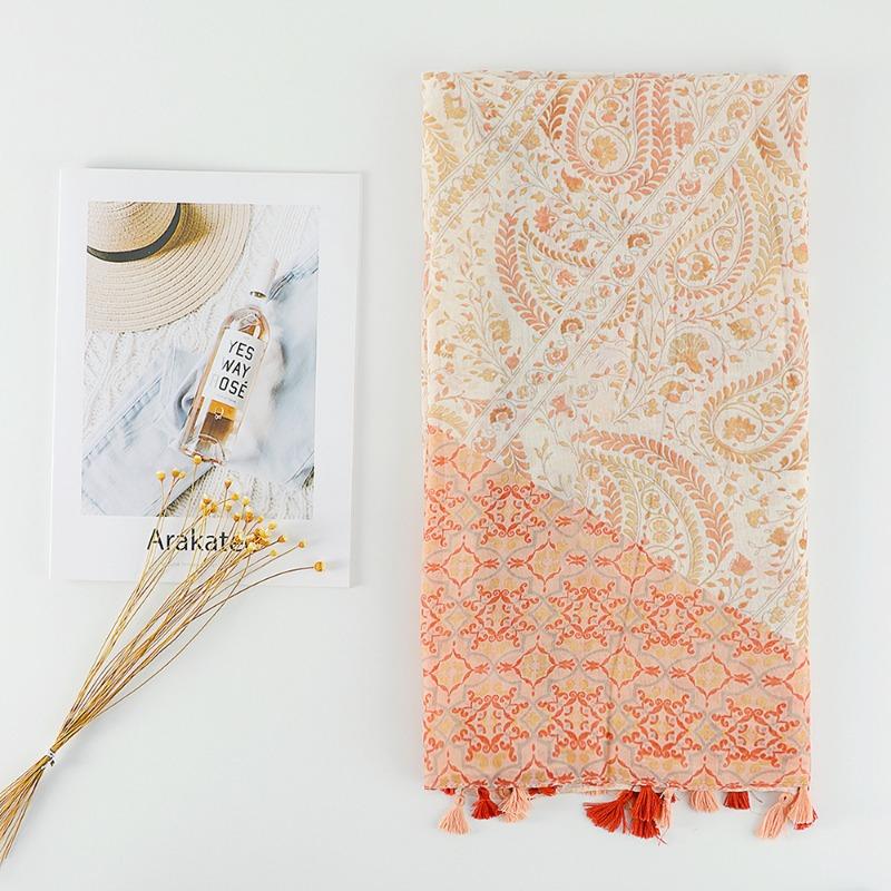 Autumn and winter small fresh rendering ink painting butterfly printing warm shawl, travel beach towel cotton and linen feel scarf