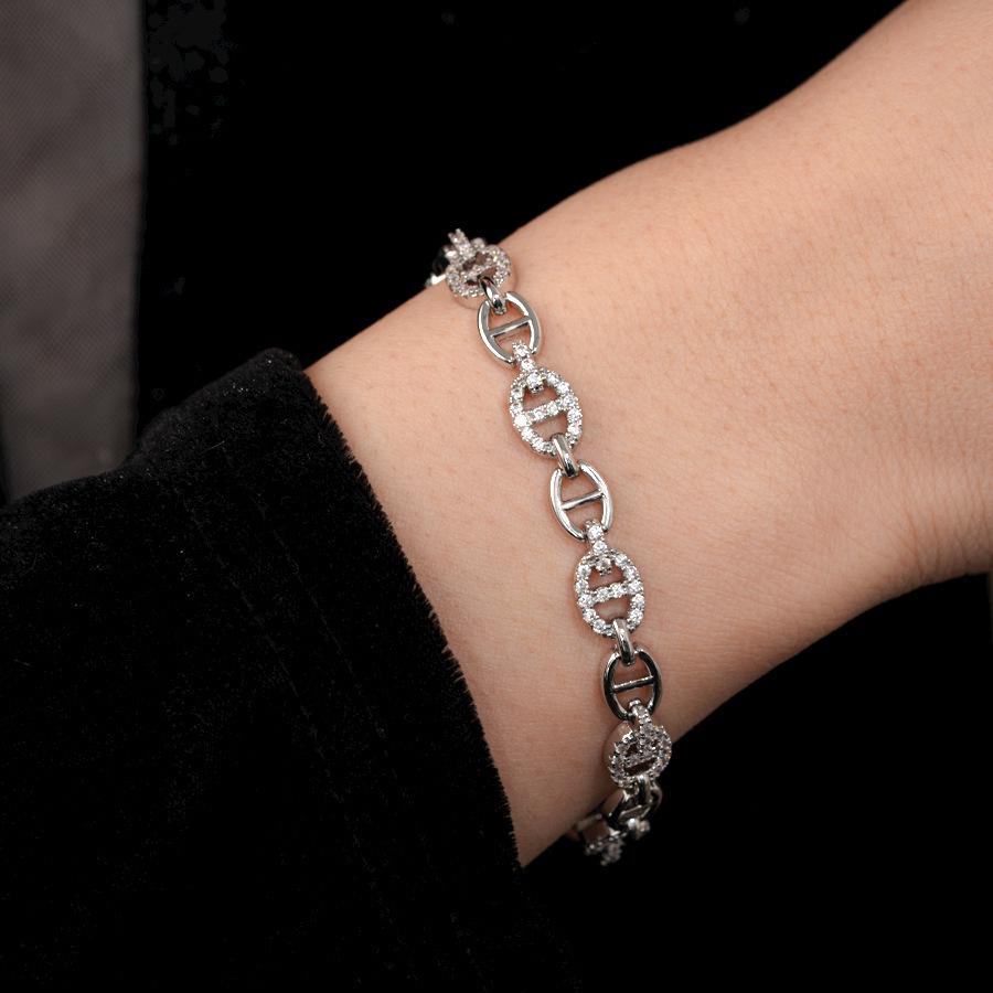 Zircon Pig Nose Chain Bracelet: Light Luxury, High-End Fashion, Niche Design Jewelry 