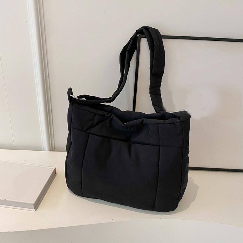 Women Simple Tote Bag Solid Color Puffer Shoulder Crossbody Bag Large Capacity Fashion Laptop Handbags for Travel Work ARI