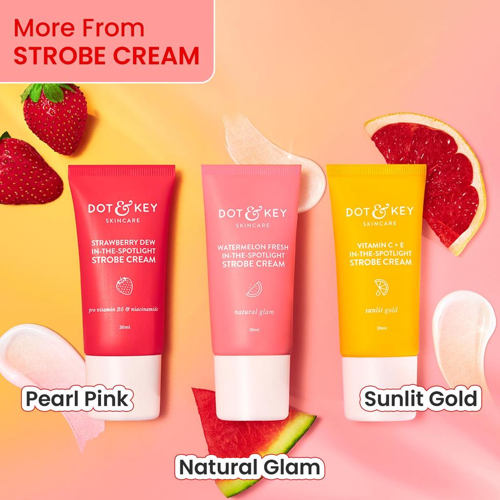 Dot & Key Strawberry Dew Strobe Cream For Face Radiance Moisturizer And Highlighter With Dewy Glazed Glow 30 Ml