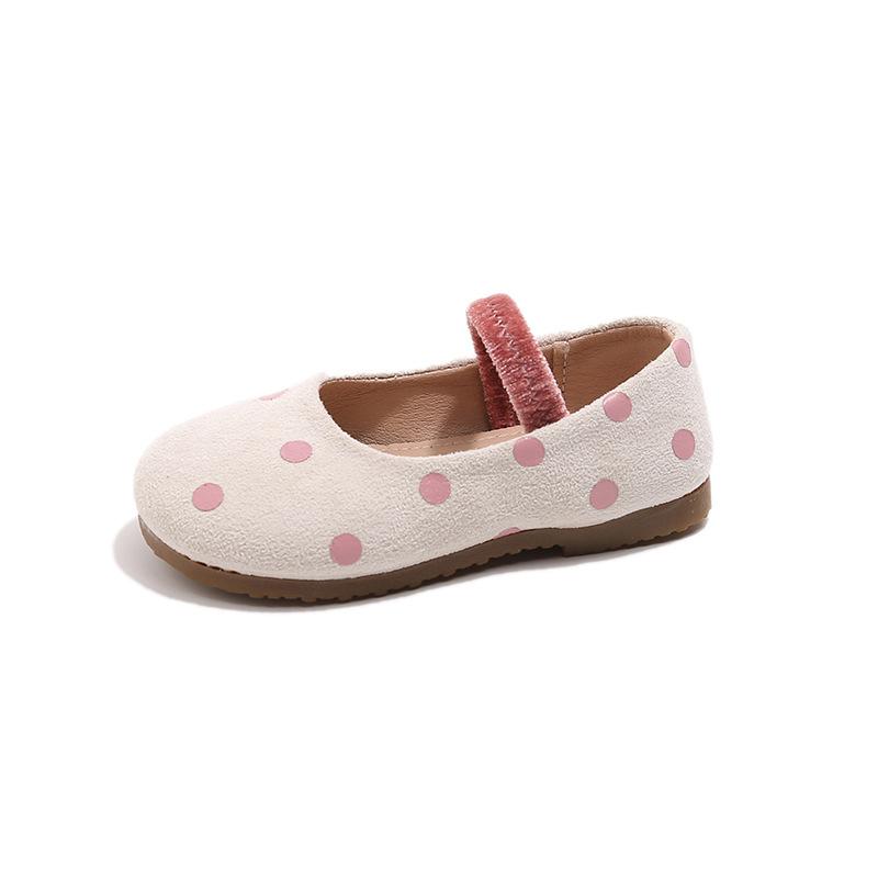 2025 Korean Version of Girls Polka Dots Retro Girls Foreign Princess Shoes Single Shoes Children Soft-soled Doudou Shoes Versatile Leather Shoes