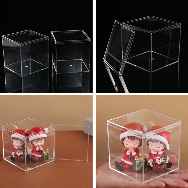 1 buc. Cutie de ambalare pentru cadou, cutie de depozitare pentru bomboane pentru alimente, cutie pătrată din acril cu capac, cutie de depozitare din plastic transparent, mini