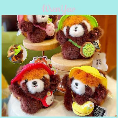 Süßes Apfel Banane Kiwi Erdbeer Früchte Paket Roter Panda Plüsch Anhänger Schlüsselanhänger Für Tierliebhaber Geschenk