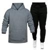 Men's Winter Solid Color Long-Sleeved Hooded Drawstring Sweatshirt And Sweatpants Suit