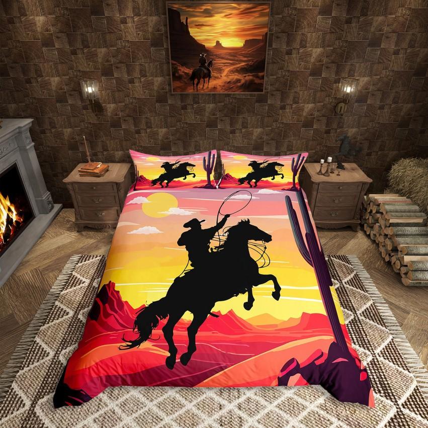 Homewish Rustikales Bauernhaus Bettwäsche-SetCowgirl Cowboy Bettwäsche-SetSüdwestliches Thema Bettwäsche-Set