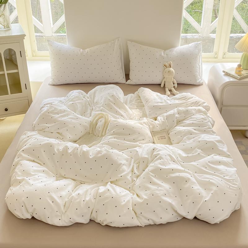 Minimalist Polka Dot Style Bedding Set Duvet Cover Set Four Piece Bedding Set Bed Sheet Fully Enclosed for Home