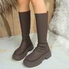 Fashion New Style Winter High Boot for Women Fashion Back Zippers Long Boots Female Elegant Platform Thick Bottom Women's Knight Botties