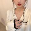 Elegant Korean Ginkgo Leaf Zircon Necklace Pendant - High-Grade, Niche Design Collarbone Jewelry.