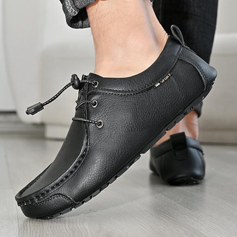 Handgefertigte Lässige Lederschuhe Herren Loafer Bequeme Mokassins Herren Flache Schuhe Übergröße 47 Leder Herrenschuhe