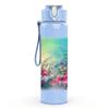 1PC Dreamy Blue Watercolor Scene Print 750ml Color Plastic Sports Water Bottle Leakproof Flip Straw Lid Suitable for Sports Office Home Use