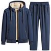 Mens Lamb Cashmere Sets Tracksuit Men Winter Wool Hooded Sweatshirt Thick Warm Sportswear Male Suit Two Piece Set Casual Sets