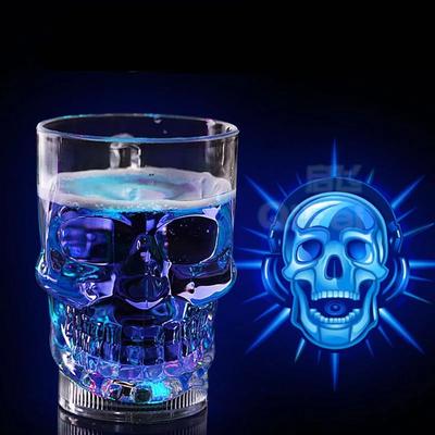 Tazza Luminosa Acrilica Versamento Acqua Induzione Brillante Plastica Cambia Colore Magico Vetro Plastica Festa Bar Teschio Boccale Birra