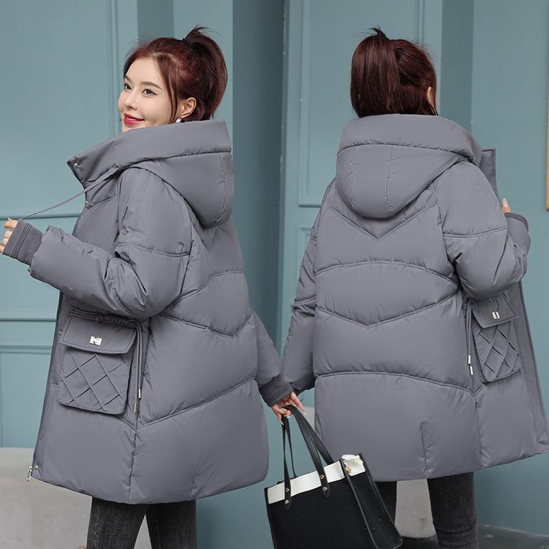 New A-shaped winter clothing simple down cotton-padded clothes women's long thickened large-size bread clothes
