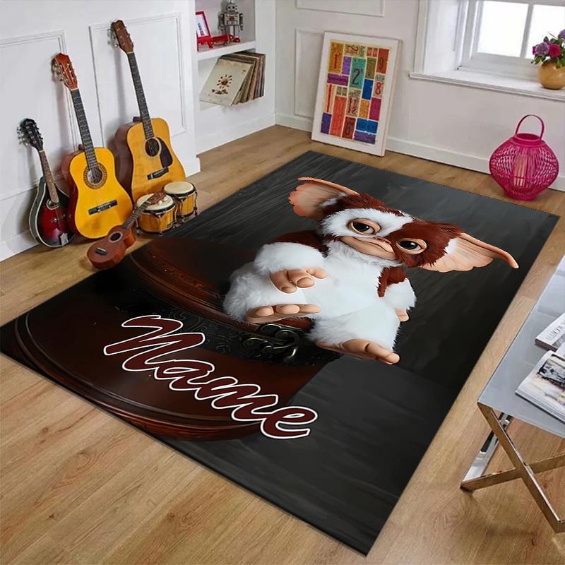 Custom Gremlin Mat Personalized Name, Polyester Washable Indoor Entryway Rug, Gift for Christmas, Easter, Thanksgiving Day