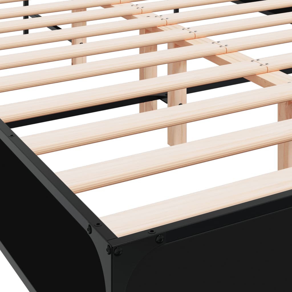 Bed Frame Black 135 x 190 cm Particleboard and Metal
