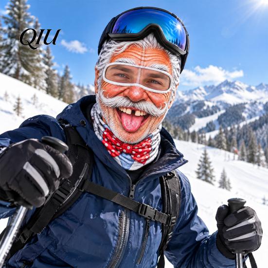 Funny Face Ski Mask Realistic Balaclava Mask, Old Man Woman Print Neck Gaiter, Snowboard Shield Windproof Full Coverage for Winter Sports Snowboarding