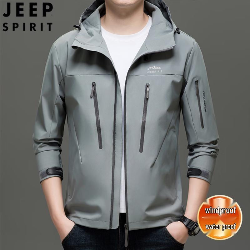 JEEP SPIRIT Men s Hooded Windbreaker Jacket L