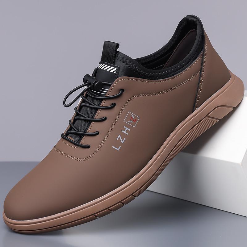 

Autumn new men s daily casual leather shoes men s soft-soled soft-faced shoes versatile little white shoes men 44 коричневий