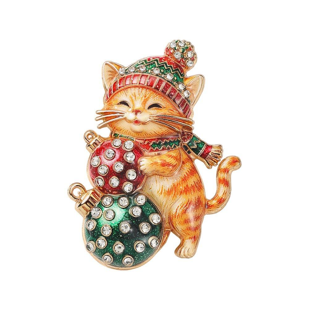 Christmas Series Brooch Snowman Christmas Tree Cat Garland Brooch Holiday Clothing Coat Accessories Women