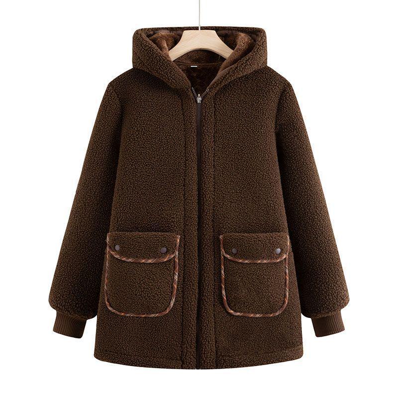 Mom's Winter Lambswool Cotton Jacket with Fleece for Middle-Aged and Elderly