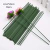 50pcs Artificial Dark Green Flower Stems 40cm Each for DIY Floral Handmade Wire Stems Home Wedding Decoration Accessory