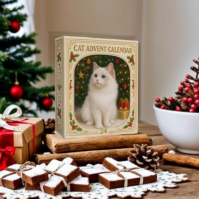 Advent Calendar 2025 Cat ,24 Days Christmas Kitten Pattern Advent Calendar,24 Acrylic Hanging Ornaments for Christmas Tree H2T2