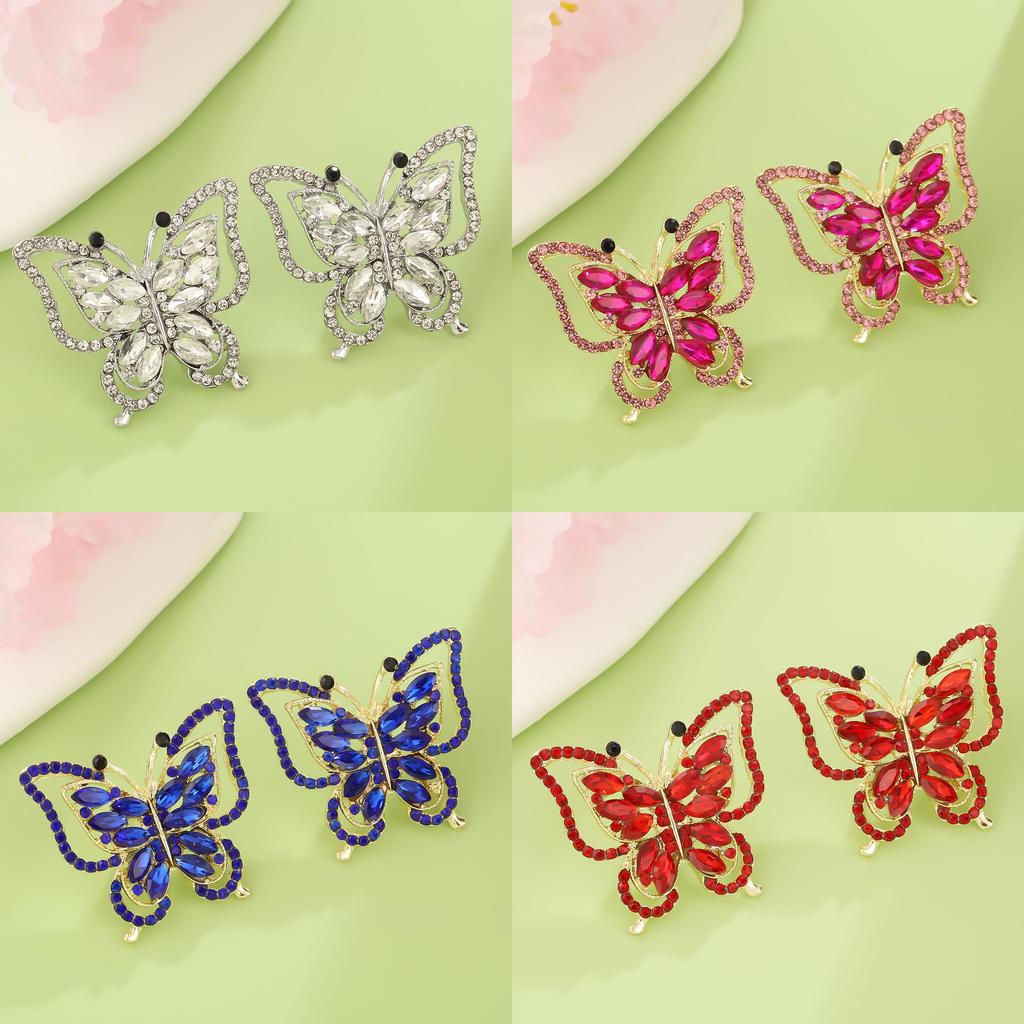 Korean Style Fashion Butterfly Jewelry With Dazzling Rhinestones For Casual Wear