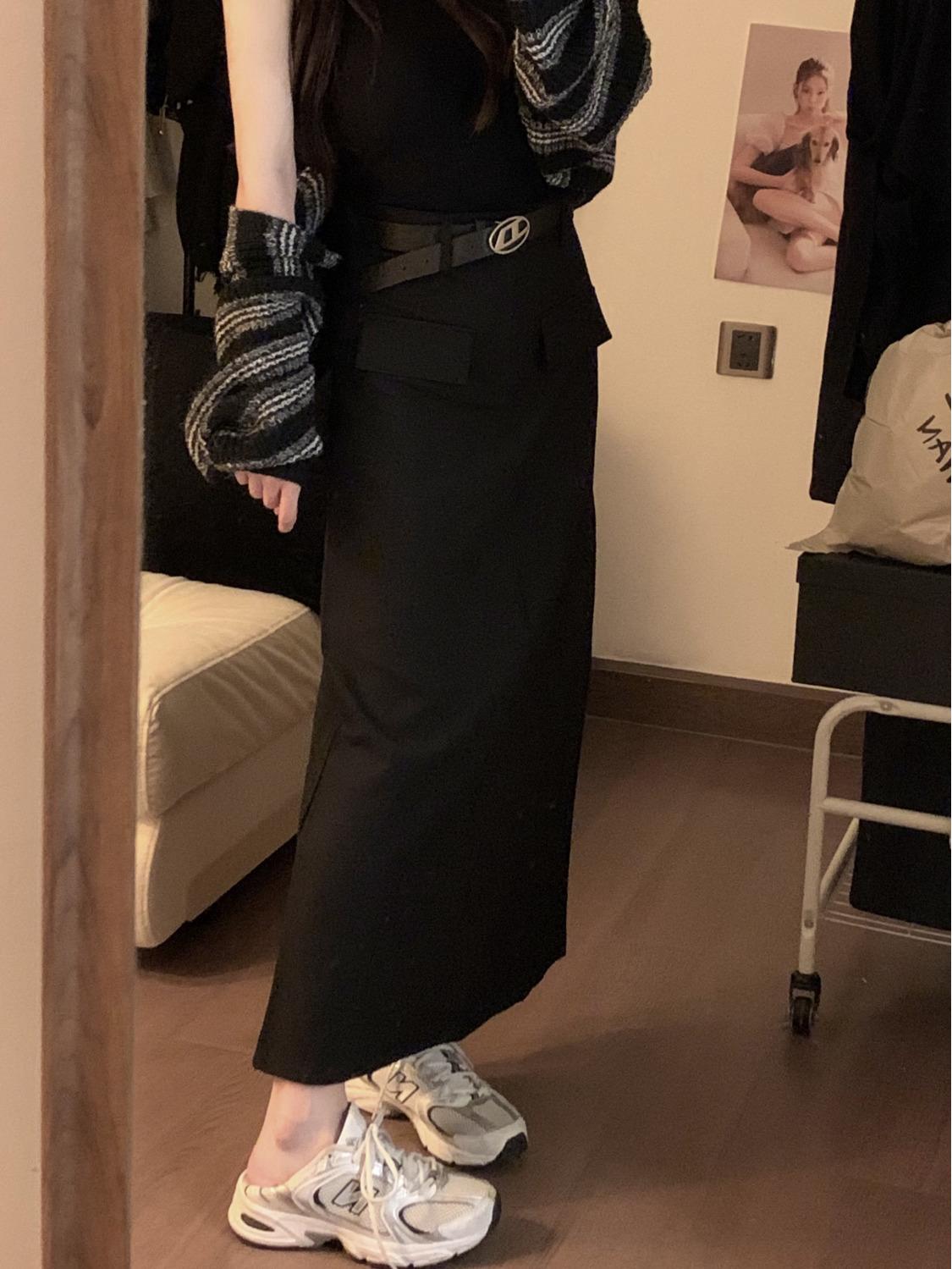 

Женская юбка большого размера с высокой талией, А-силуэта, облегающая бедра, для весны и осени 6XL (recommended 115-125 kg)