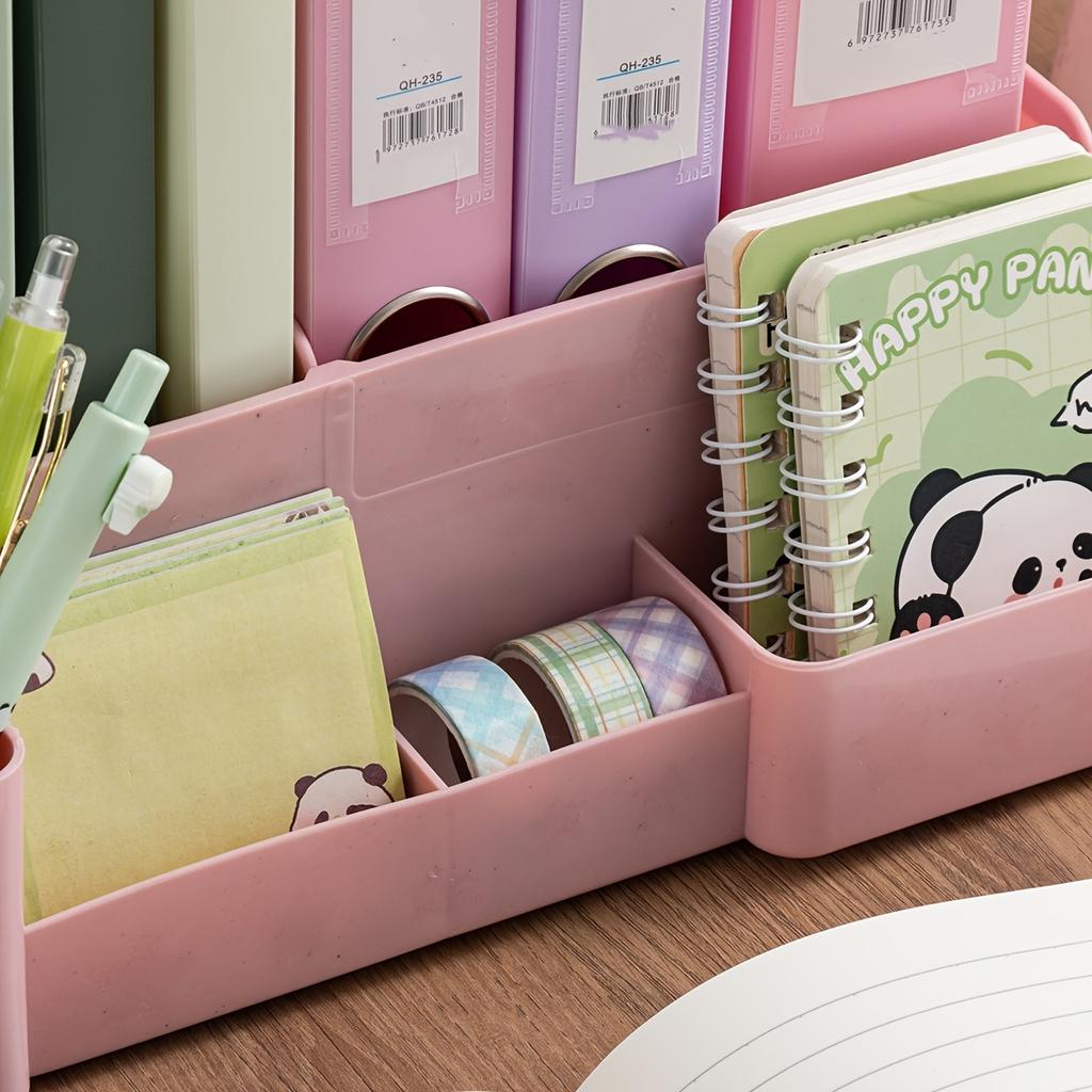 4-Compartment Detachable Desktop File Organizer, PP Material, Space-Saving Office Supplies and Document Storage Box