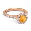 Citrine Round Halo Accents Ring - 925 Sterling Silver Rose Gold Vermeil