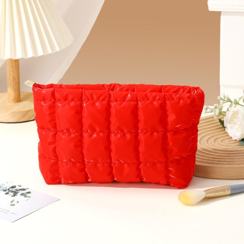 Women Simple Bubble Cosmetic Handbag Travel Organizer Makeup Lipsticks Cotton Pouch Fashion Large Capacity Zipper Bag For Girls