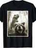Raccoon Selfie With Dinosaur & Funny Tyrannosaurus Rex T-Shirt | Vintage Crew Ne