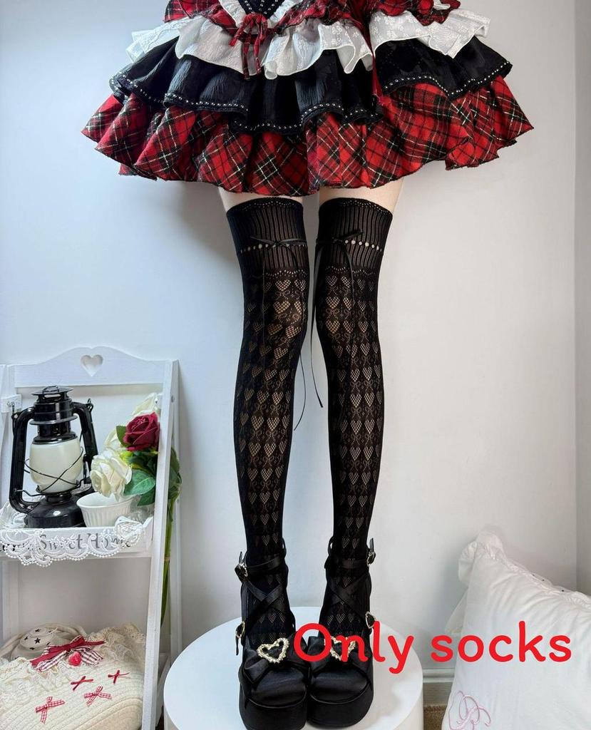 Lolita Girl Over Knee Socks With Lace Bow Decoration For Summer Dress Up