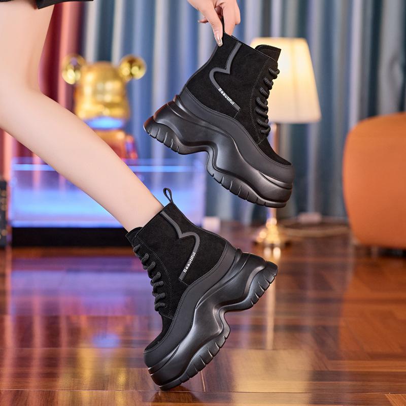 8603 inner heightening thick-soled muffin Martin boots women's new casual thin short boots in autumn and winter 2025