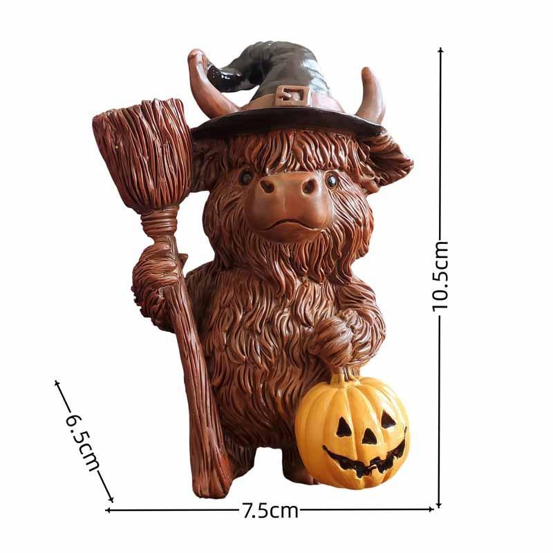 Highland Kuh Resin Ornament - Niedliche Halloween & Weihnachten Heimdeko Geschenk