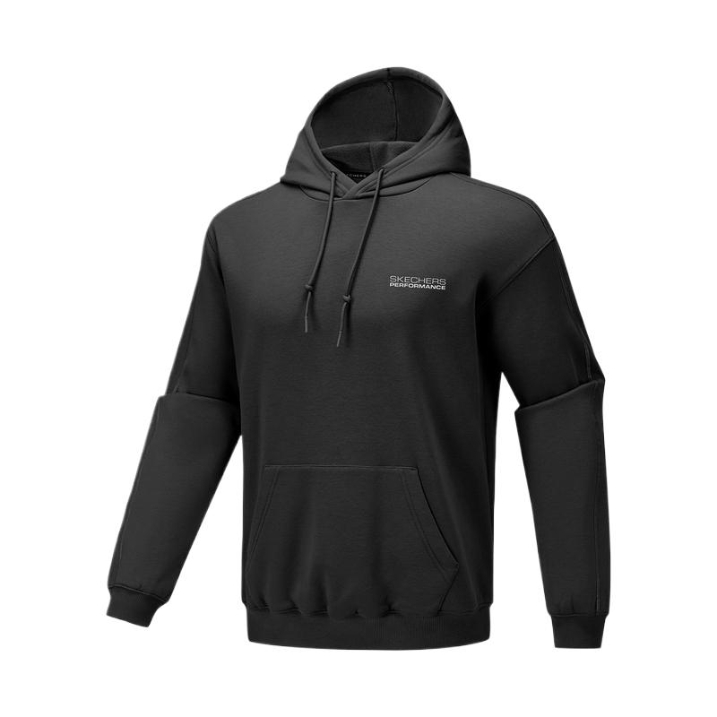 Skechers Basic Sports Series Hooded Casual Pullover Fleece Breathable Sweatshirt Unisex sweatshirt Carbon-Black P425U016-0018 S