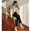 2022 Autumn Winter Jeans Korean stytle Women High Waist Jean Retro Design Slim Flare Denim Trousers Elegant Harajuku All-match