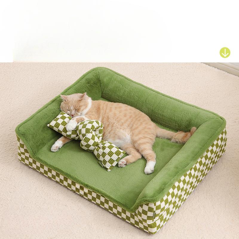 

Теплая зимняя съемная и моющаяся кровать для средних и крупных собак с бархатом из меха маленького кролика для сохранения тепла M : 60 * 50 * H17cm