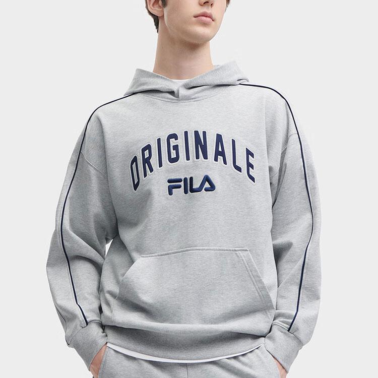 Fila Color Block Hooded Pullover American Style Sweatshirt Men Sweatshirt Flower-Gray F11M349201F-MG