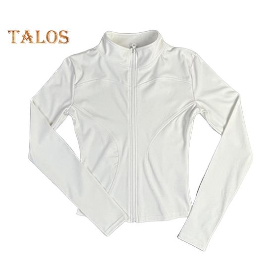 

Женская спортивная куртка с полной молнией, высокая эластичность, куртка для йоги с воротником-стойкой, утягивающий фитнес-топ для бега, йоги, тренировок S белый