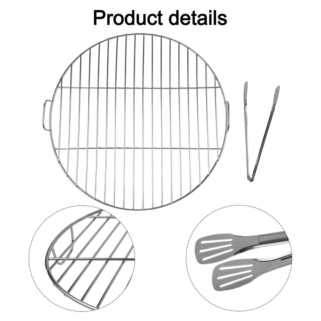 1 Pcs Stainless Steel Round Grill Grate With Handle For Weber 7432 And 57 Cm Grills For Fish Shrimp Cook Accessories Outdoor