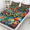 Cool Hip-Hop Graffiti Pattern Mattress Three-Piece Digital Printing Mattress Bedding Set Adult