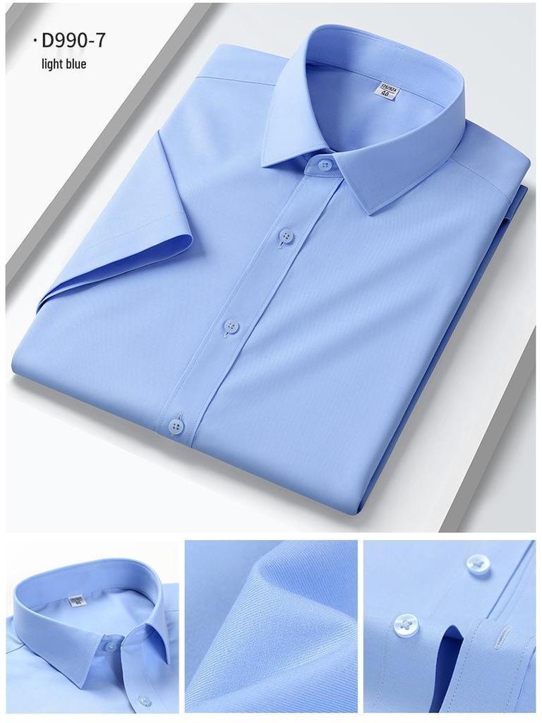 **Men's Summer Modal Stretch Non-Iron Short Sleeve Shirt | Casual Business Comfort**