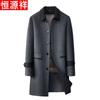 Hengyuanxiang Men's Mid-Length Wool Blend Business Casual Coat
