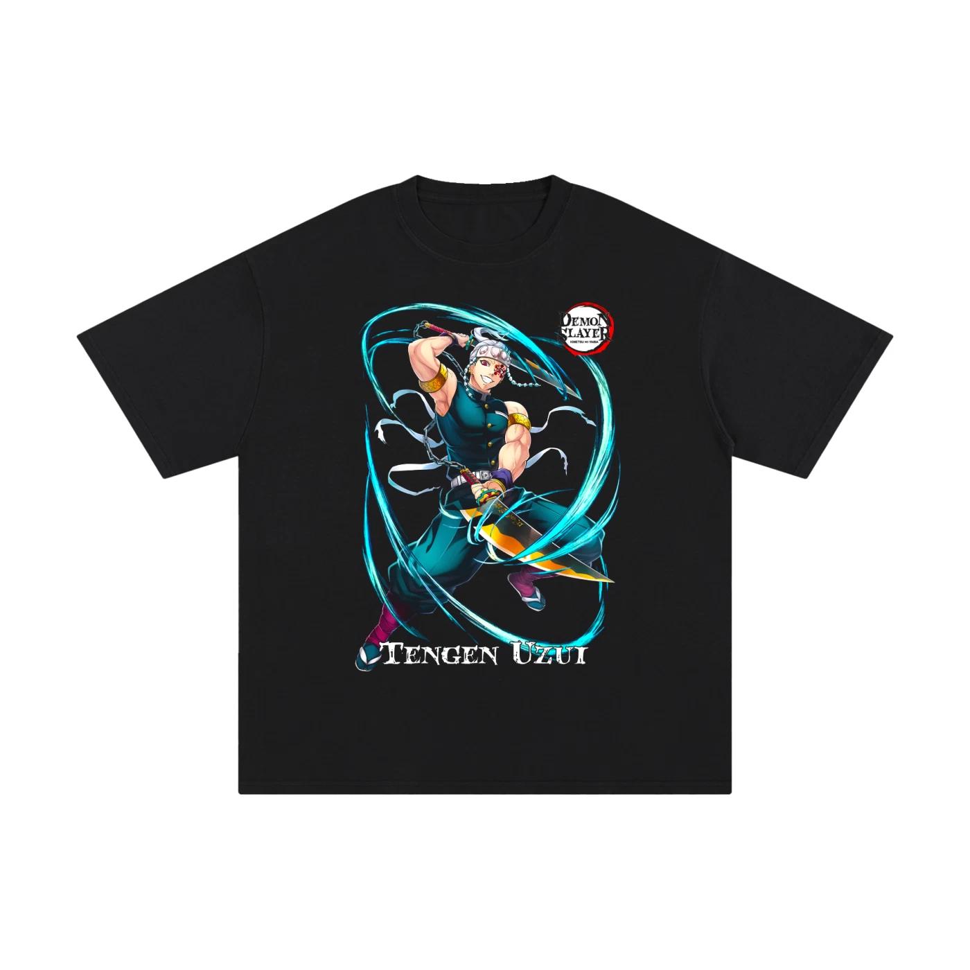 Demon Slayer Anime Oversized T-Shirt Black Tengen Uzui Graphic Tee Unisex Manga 110